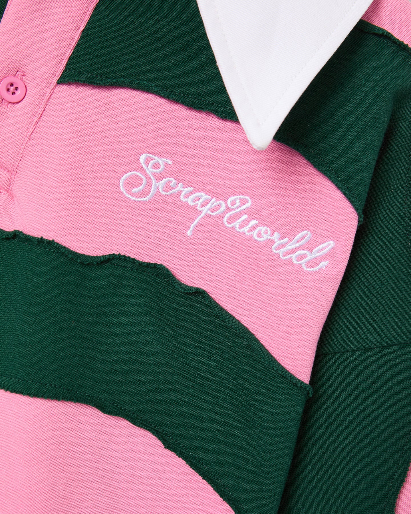 FAKE HOODED OVERSIZED POLO PINK GREEN - Image 3