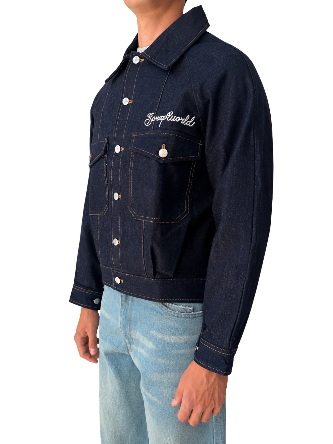 LUCKY RHINESTONE RAW DENIM JACKET - Image 10