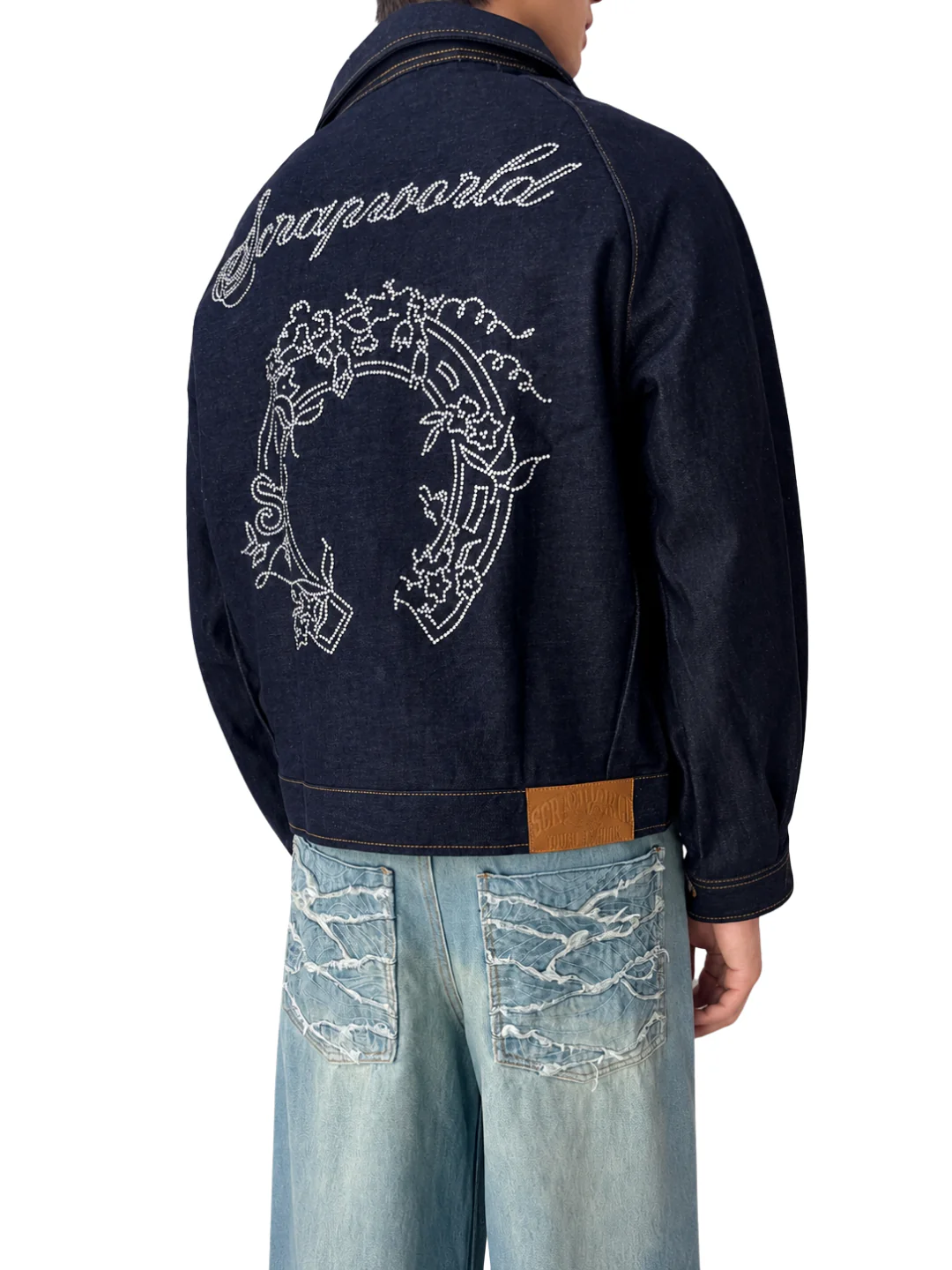 LUCKY RHINESTONE RAW DENIM JACKET - Image 3