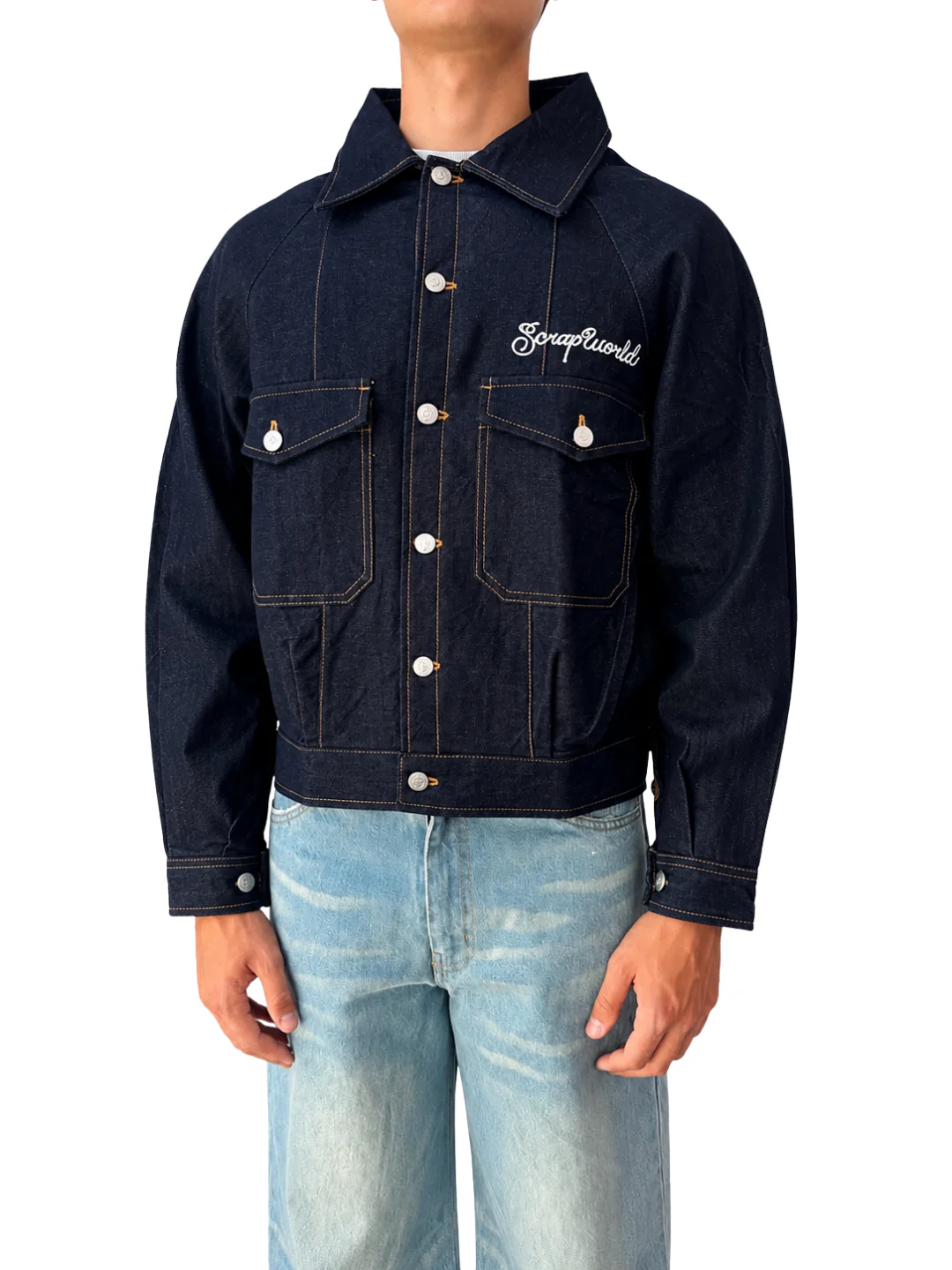 LUCKY RHINESTONE RAW DENIM JACKET - Image 5